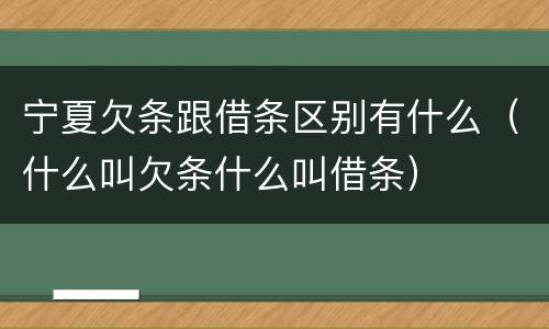 宁夏欠条跟借条区别有什么（什么叫欠条什么叫借条）
