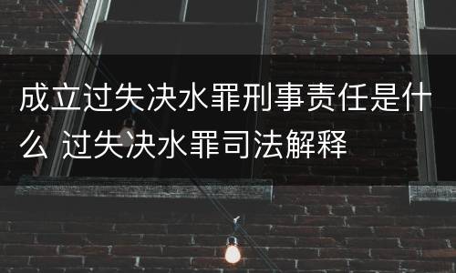 成立过失决水罪刑事责任是什么 过失决水罪司法解释