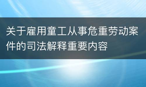 关于雇用童工从事危重劳动案件的司法解释重要内容