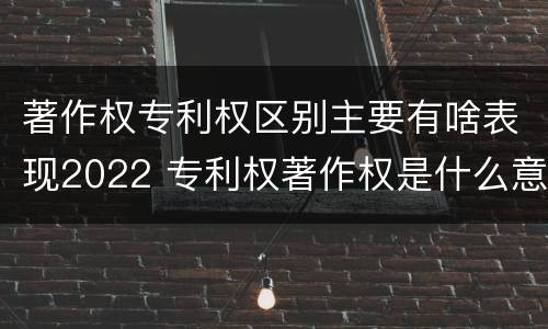 著作权专利权区别主要有啥表现2022 专利权著作权是什么意思