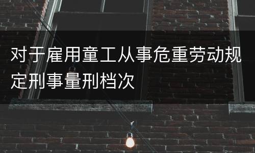 对于雇用童工从事危重劳动规定刑事量刑档次