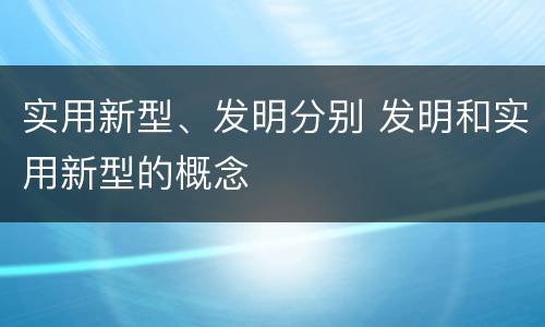 实用新型、发明分别 发明和实用新型的概念
