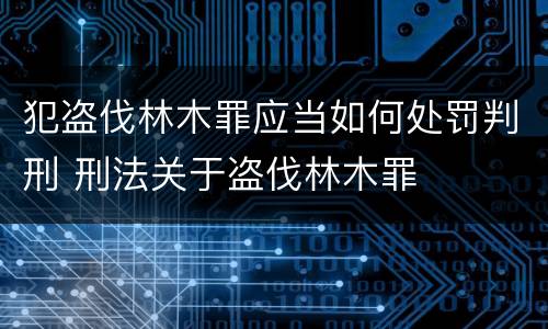 犯盗伐林木罪应当如何处罚判刑 刑法关于盗伐林木罪
