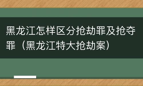 黑龙江怎样区分抢劫罪及抢夺罪（黑龙江特大抢劫案）