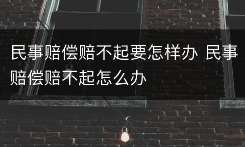 民事赔偿赔不起要怎样办 民事赔偿赔不起怎么办