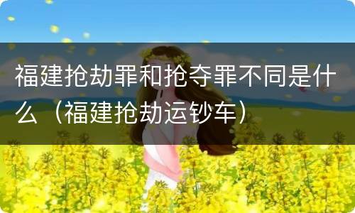 福建抢劫罪和抢夺罪不同是什么（福建抢劫运钞车）