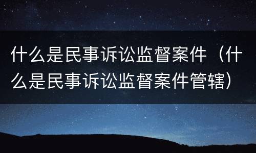 什么是民事诉讼监督案件（什么是民事诉讼监督案件管辖）