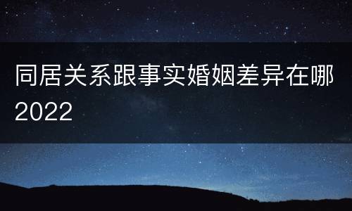 同居关系跟事实婚姻差异在哪2022