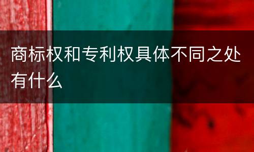 商标权和专利权具体不同之处有什么