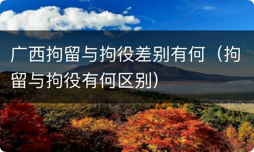 广西拘留与拘役差别有何（拘留与拘役有何区别）