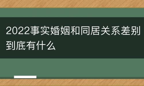2022事实婚姻和同居关系差别到底有什么