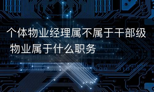 个体物业经理属不属于干部级 物业属于什么职务