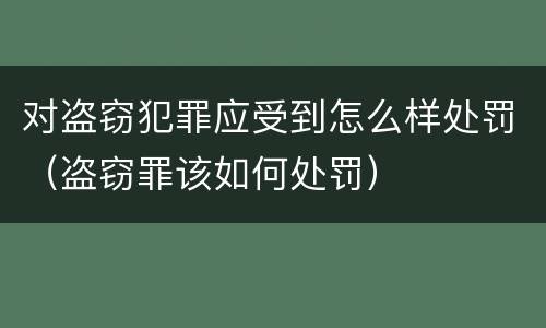 对盗窃犯罪应受到怎么样处罚（盗窃罪该如何处罚）