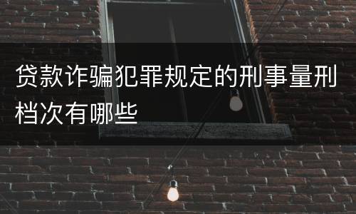 贷款诈骗犯罪规定的刑事量刑档次有哪些