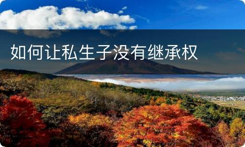 如何让私生子没有继承权