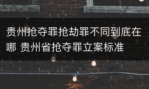 贵州抢夺罪抢劫罪不同到底在哪 贵州省抢夺罪立案标准