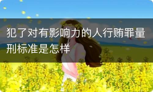 犯了对有影响力的人行贿罪量刑标准是怎样