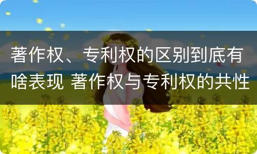 著作权、专利权的区别到底有啥表现 著作权与专利权的共性有