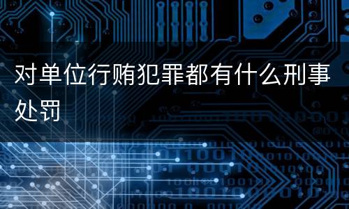 对单位行贿犯罪都有什么刑事处罚