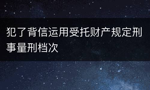 犯了背信运用受托财产规定刑事量刑档次