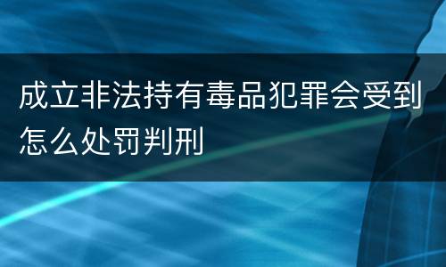 成立非法持有毒品犯罪会受到怎么处罚判刑