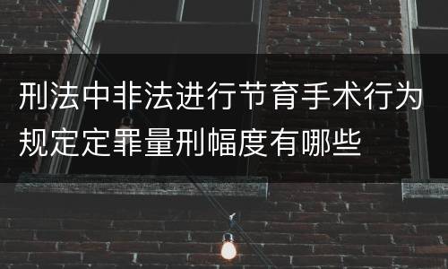 刑法中非法进行节育手术行为规定定罪量刑幅度有哪些