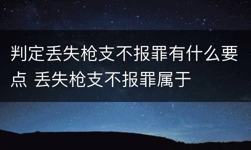 判定丢失枪支不报罪有什么要点 丢失枪支不报罪属于