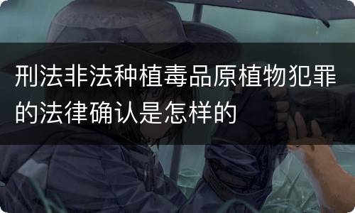 刑法非法种植毒品原植物犯罪的法律确认是怎样的