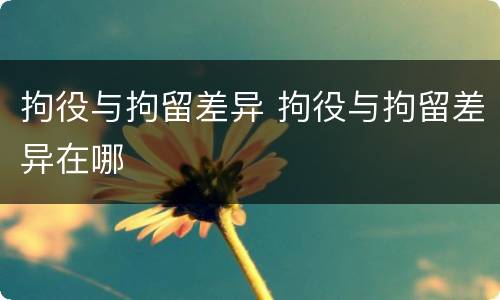 拘役与拘留差异 拘役与拘留差异在哪