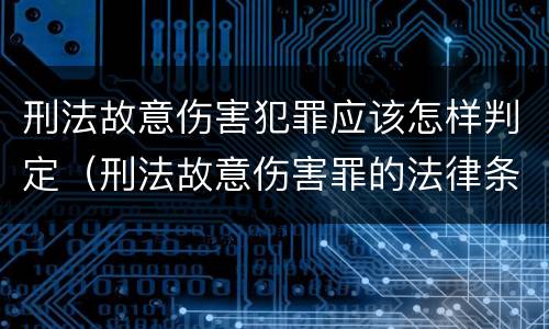 刑法故意伤害犯罪应该怎样判定（刑法故意伤害罪的法律条文）