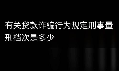 有关贷款诈骗行为规定刑事量刑档次是多少