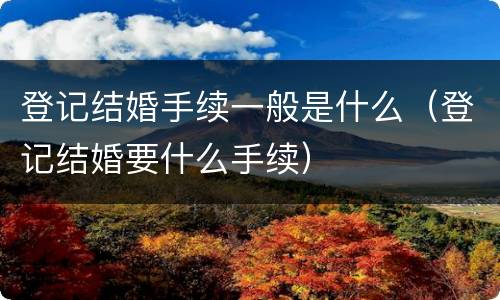 登记结婚手续一般是什么（登记结婚要什么手续）