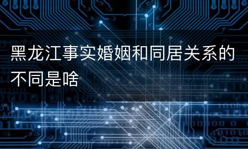 黑龙江事实婚姻和同居关系的不同是啥