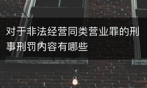 对于非法经营同类营业罪的刑事刑罚内容有哪些
