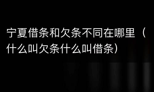 宁夏借条和欠条不同在哪里（什么叫欠条什么叫借条）