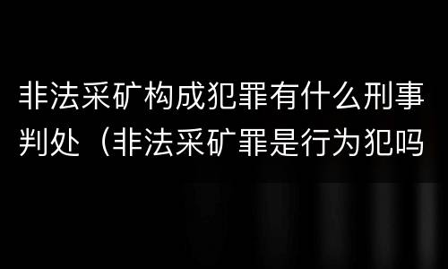非法采矿构成犯罪有什么刑事判处（非法采矿罪是行为犯吗）