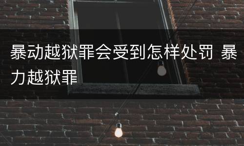 暴动越狱罪会受到怎样处罚 暴力越狱罪