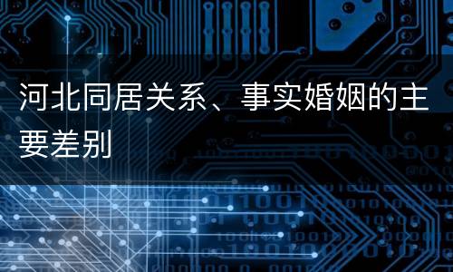 河北同居关系、事实婚姻的主要差别