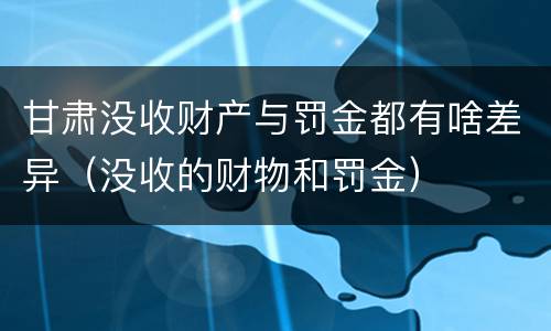 甘肃没收财产与罚金都有啥差异（没收的财物和罚金）