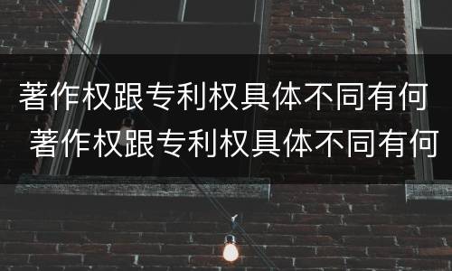 著作权跟专利权具体不同有何 著作权跟专利权具体不同有何特点