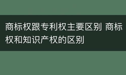商标权跟专利权主要区别 商标权和知识产权的区别