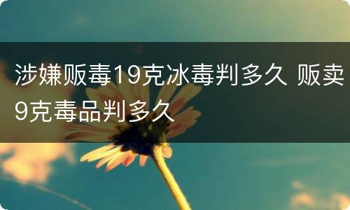 涉嫌贩毒19克冰毒判多久 贩卖9克毒品判多久