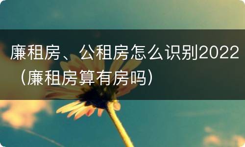 廉租房、公租房怎么识别2022（廉租房算有房吗）