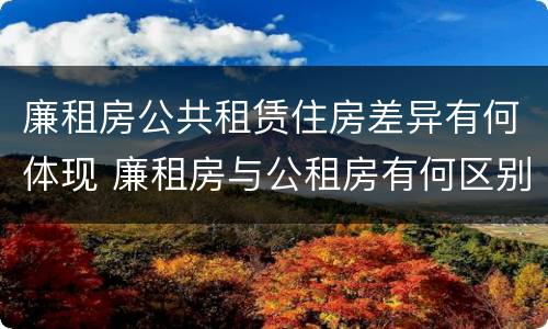 廉租房公共租赁住房差异有何体现 廉租房与公租房有何区别