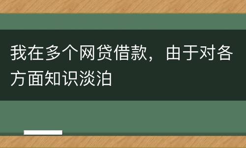 我在多个网贷借款，由于对各方面知识淡泊