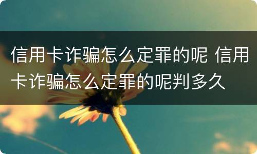 信用卡诈骗怎么定罪的呢 信用卡诈骗怎么定罪的呢判多久