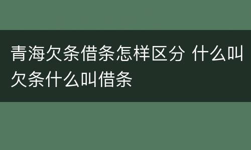 青海欠条借条怎样区分 什么叫欠条什么叫借条
