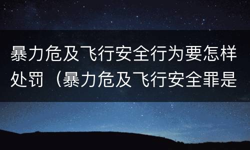 暴力危及飞行安全行为要怎样处罚（暴力危及飞行安全罪是危险犯吗）