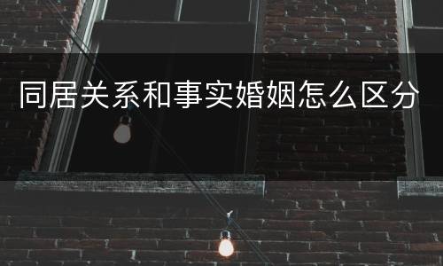 同居关系和事实婚姻怎么区分