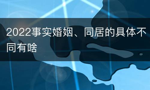 2022事实婚姻、同居的具体不同有啥